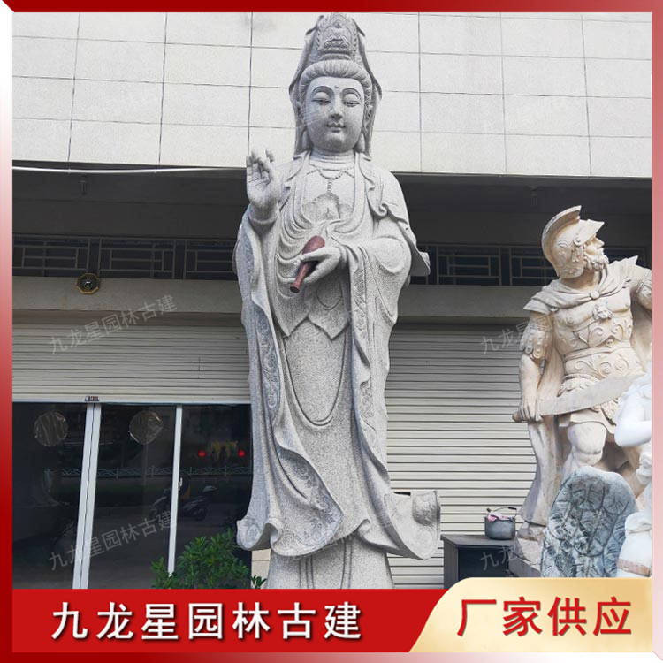 石雕西方三圣佛像-觀(guān)音菩薩